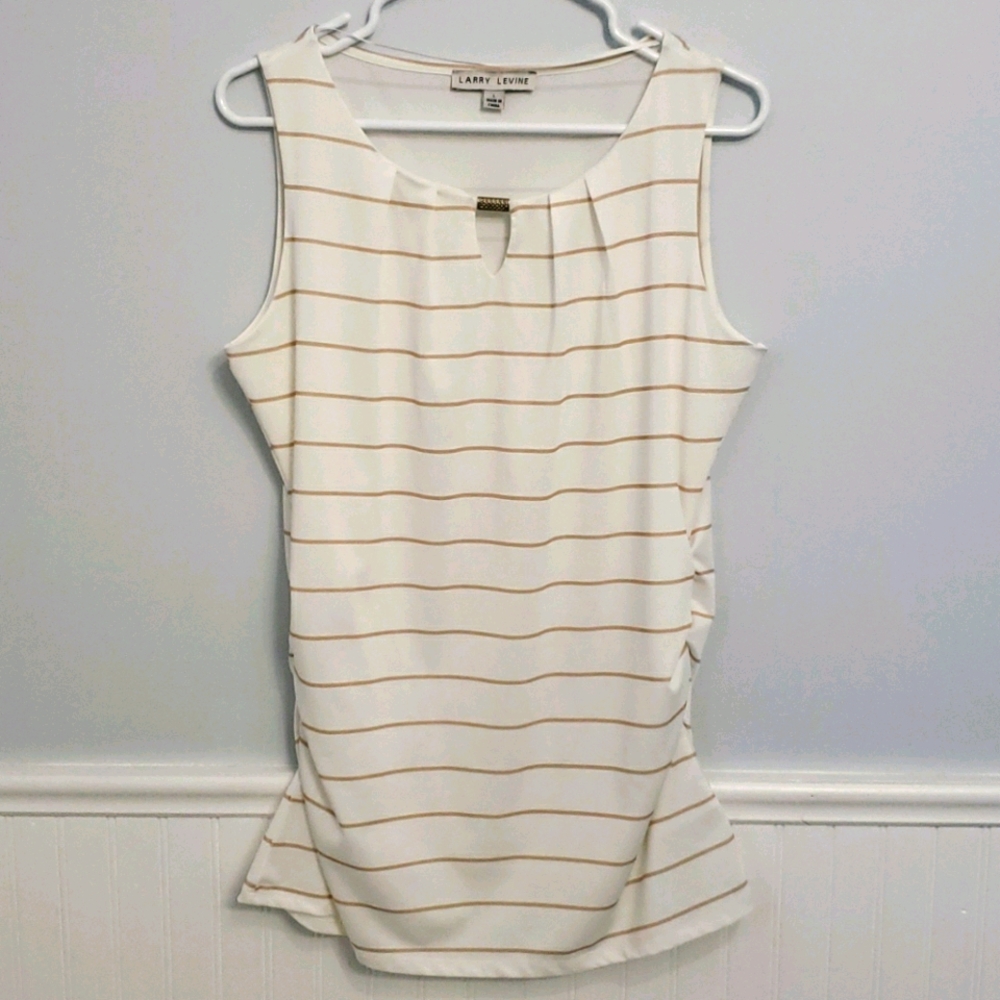 White and Tan Striped Tank